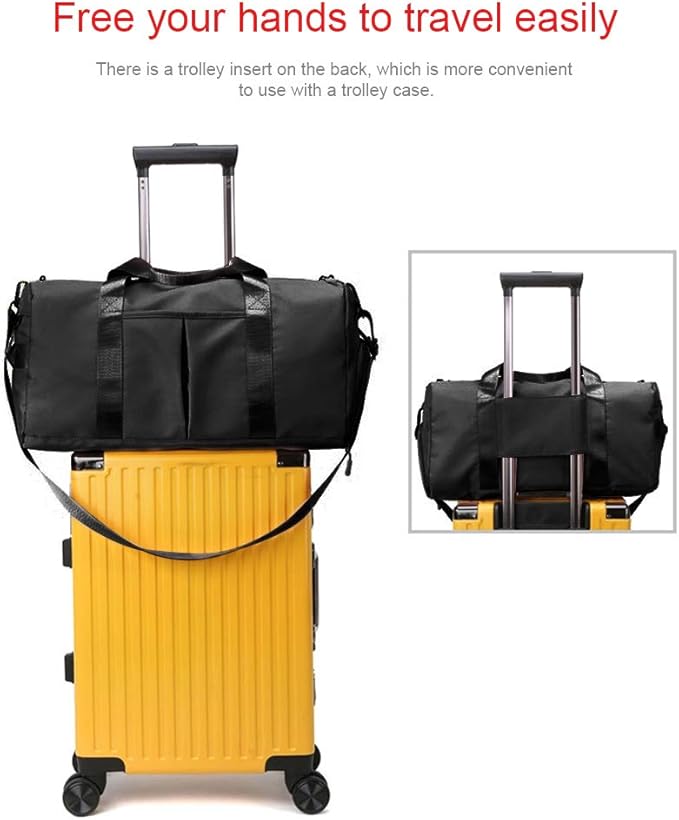 Blackwheel Sports Gym Bag With Shoe Bag Wet Bag Duffle Bag Waterproof Travel Bag for Women Men Black 29L