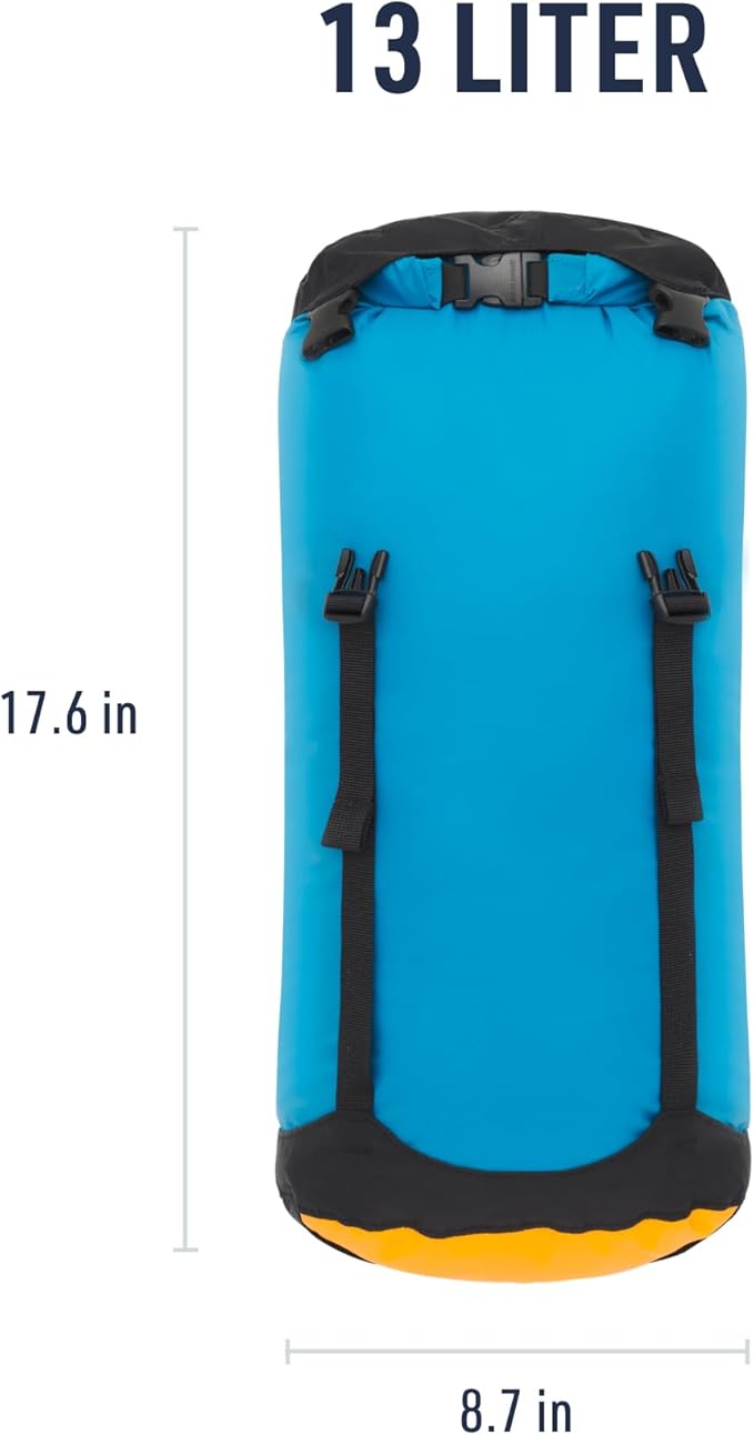 Sea to Summit eVac Compression Dry Bag, Waterproof Compression Sack, 13 Liter, Turkish Tile Blue