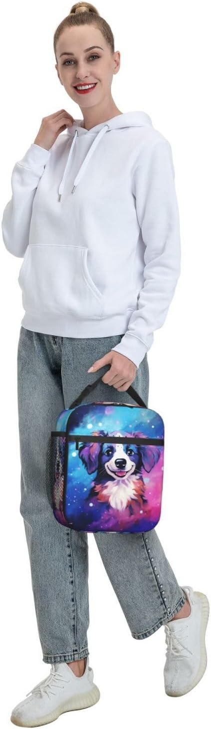 Galaxy Dog Printed Lunch Box for Kids Boys Girls, Cute Dog Animals Insulated Lunch Bag for Women Men, Leakproof Durable Lunch Cooler for School Work Picnic