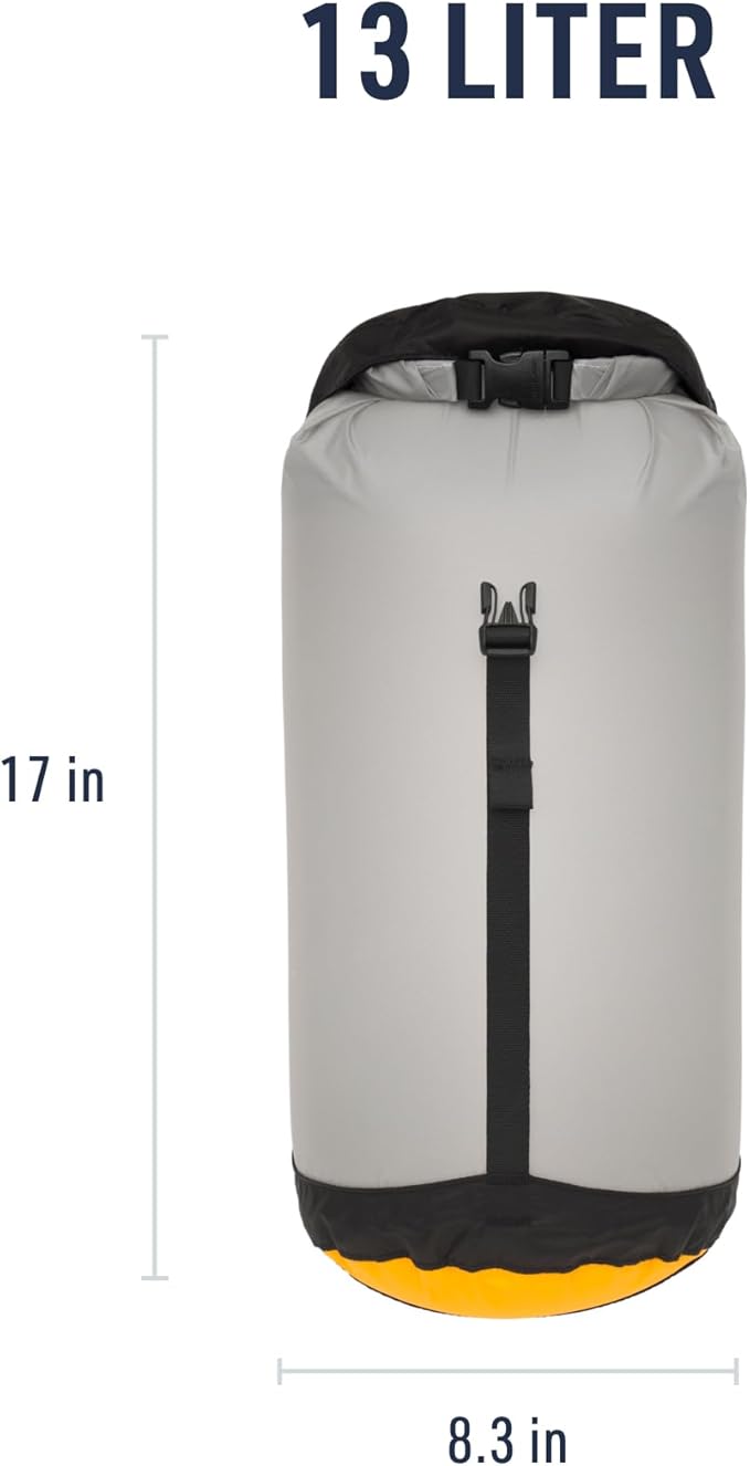 Sea to Summit eVac Ultra-Lightweight Compression Dry Bag, Waterproof Dry Storage, 13 Liter, High Rise Grey
