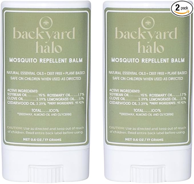 Natural Mosquito and Insect Repellent Balm Stick | Travel-Pocket Size 0.6 oz Each | Plant Based | Deet Free | Alcohol Free | 2-Pack