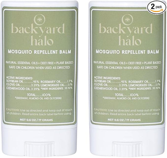 Natural Mosquito and Insect Repellent Balm Stick | Travel-Pocket Size 0.6 oz Each | Plant Based | Deet Free | Alcohol Free | 2-Pack