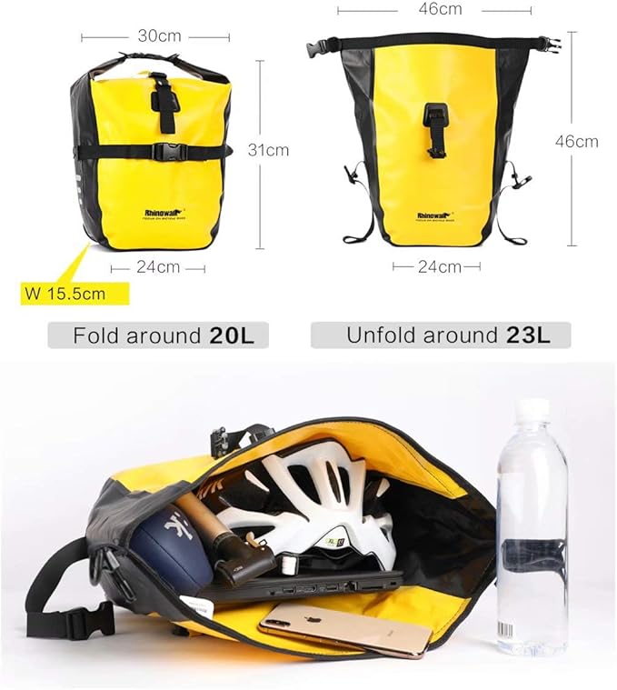 Rhinowalk 20L Bike Pannier Bag Waterproof Bicycle Rear Seat Trunk Bag for Cycling Bicycling Traveling Riding