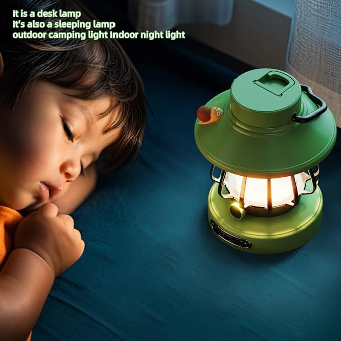 HOMY New Gear lamp for Kids Set Toddler Flashlight Convenient LED Light Rechargeable Battery Operated Outdoor Indoor Essentials Table Portable Night Light Green Gift Electric Camping Lanterns Snail