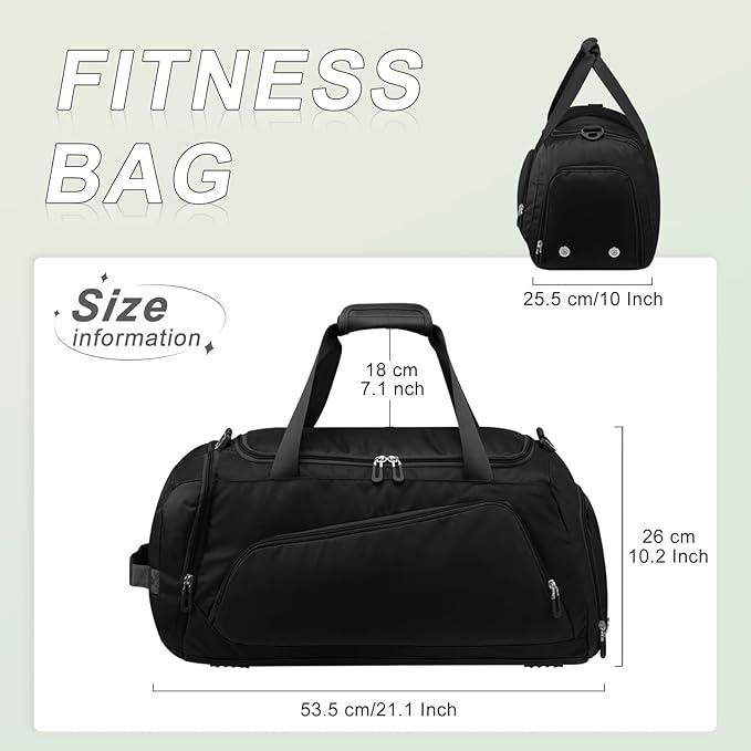 HUA ANGEL Waterproof Gym Bag with Shoe & Wet Compartment Large Capacity Sports Duffel Bag Men Women Travel Fitness Workout