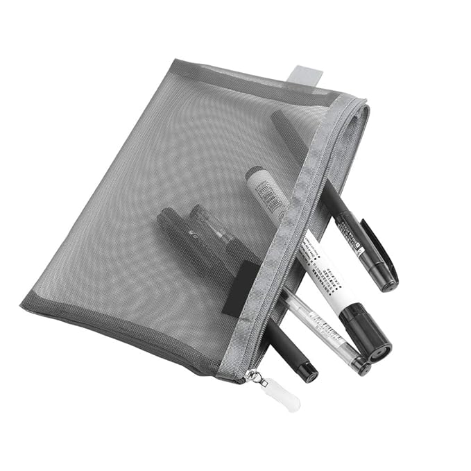 Clear Cosmetic Bags Zip Makeup Mesh Bags Pencil Case Pouch Travel Toiletry Kit Set Storage Case ((6A+5A)*3 Grey)