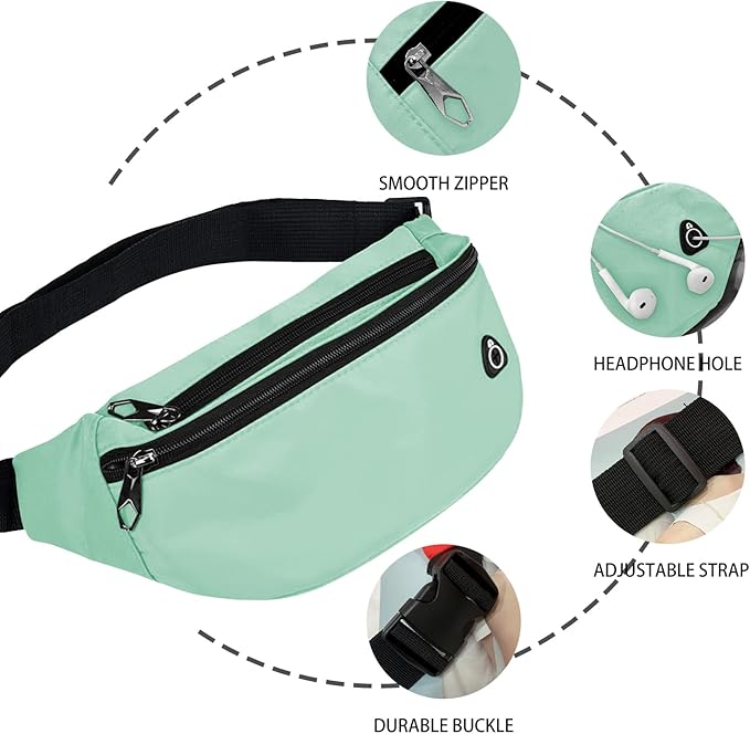 Fanny Pack for Men Women, Waterproof Sports Waist Bag Pack, Belt Bag for Travel Hiking Running