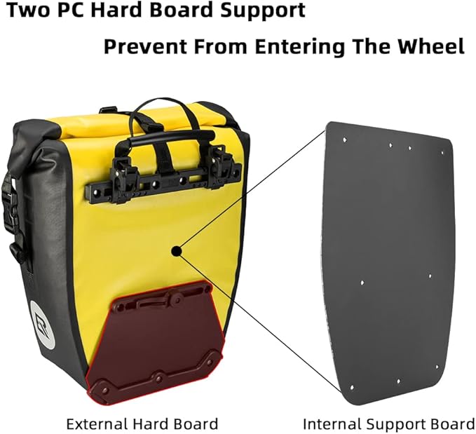 ROCKBROS Bike Pannier Waterproof 27L Large Capacity Bike Bag Rear Rack Waterproof for Grocery Touring Cycling Yellow*2