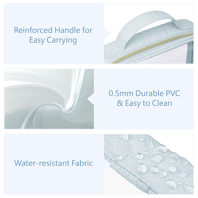 PACKISM TSA Approved Toiletry Bag, 3 Pack Clear Makeup Bags with Handle Large Opening, Clear Toiletry Bags Fit Carry-on Travel Essentials, Quart-sized Travel Bags for Toiletries, Multicolor