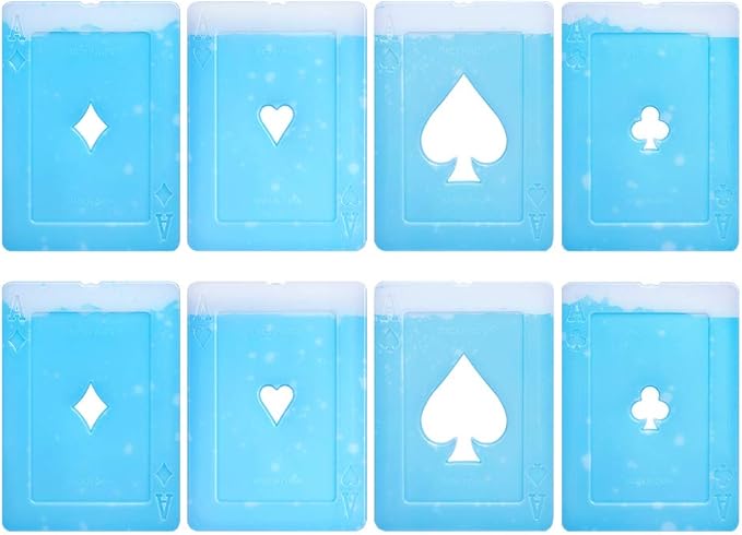 8 x Ice packs for Lunch Box, Freezer Ice packs Slim Long Lasting Cool packs for Lunch Bags and Cooler, Poker Design