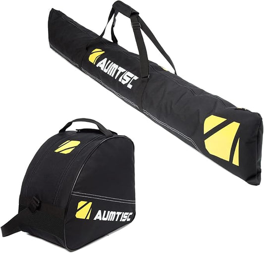 AUMTISC Ski Bag and Boot Bag Combo, Padded Ski Bags for Air Travel Flying, Adjustable Length for Skis Up to 200 cm and Boots Up to Size 13