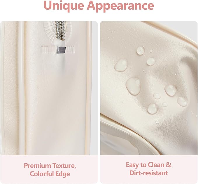 PACKISM TSA Approved Toiletry Bag - Beige Bohemian Print Clear Shell Bag and Upgrade Color-Edged Clear Makeup Bag, Perfect for On the Go or Travel, Lightweight and Robust, 2 Pack