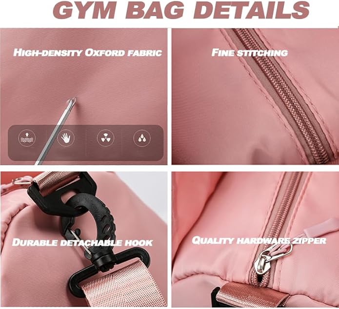 Yoga Gym Bag -Large Capacity Gym Bag with Yoga Mat Holder Water Resistant Workout Bag for Travel Workout Daily