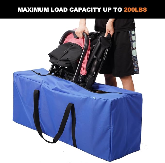 Sports Duffle Bag - Extra Large Travel Duffel Luggage Bag with Upgrade Zipper, Sturdy & Water Resistant, Black (Blue 45inch)