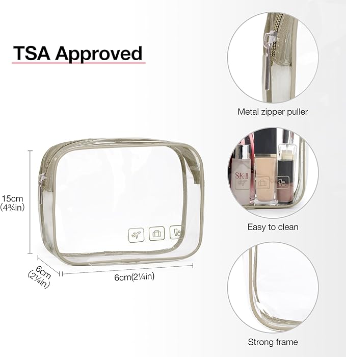 BAGSMART Toiletry Bag Hanging Travel Makeup Organizer with TSA Approved Transparent Cosmetic Bag Makeup Bag for Full Sized Toiletries, Large-Camel