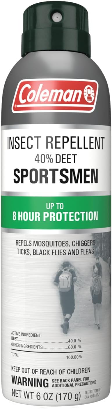 Coleman Insect Repellent Spray, 40% DEET, Protection Against Mosquitoes, Ticks, Chiggers, Biting Flies, Gnats, Fleas, Ideal for Camping, Hiking, Outdoors, 6oz Bottle