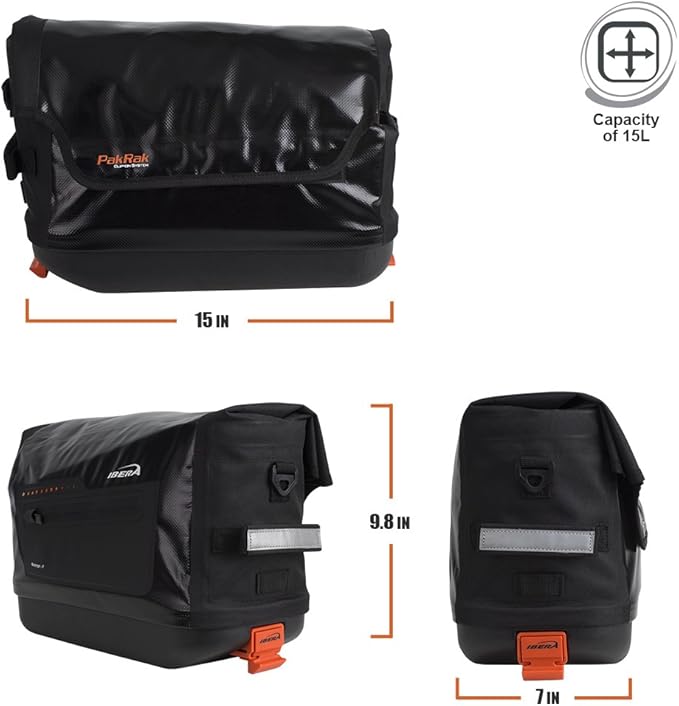 Ibera Bike Trunk Bag - PakRak Clip-On Quick-Release Waterproof Bicycle Commuter Bag
