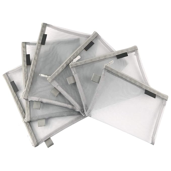 Clear Cosmetic Bags Zip Makeup Mesh Bags Pencil Case Pouch Travel Toiletry Kit Set Storage Case ((6A+5A)*3 Grey)