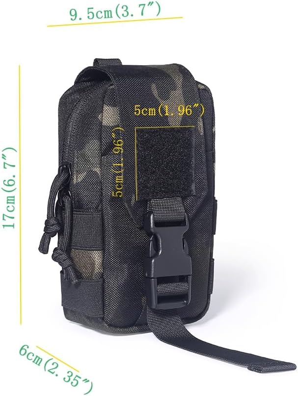 Tactical MOLLE Pouch - 1000D Nylon EDC Organizer, Compact Belt Pouch for Outdoor Gear, Hiking & Camping Accessories with Bonus Carabiner(Black camo)