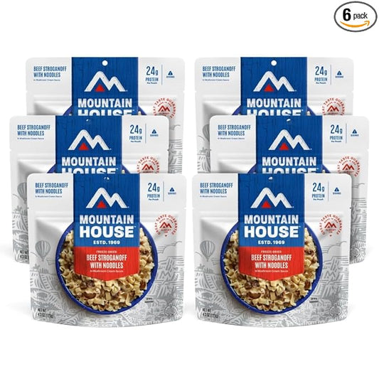 Mountain House Beef Stroganoff with Noodles | Freeze Dried Backpacking & Camping Food | 6-Pack