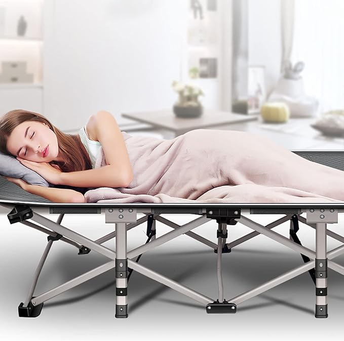 ABORON Folding Camping Cot for Adults, Double Layer 1200D, 500lb Capacity, Heavy Duty Guest Cot with Mat & Carrying Bag for Indoor & Outdoor Use
