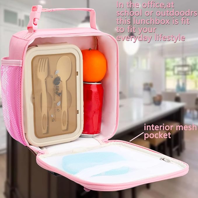 FlowFly Kids Lunch box Insulated Soft Bag Mini Cooler Back to School Thermal Meal Tote Kit for Girls, Boys, Glitter-RainBow