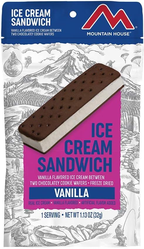 Mountain House Vanilla and Mint Chocolate Chip Ice Cream Sandwich Bundles | Freeze Dried Backpacking & Camping Food | 2 Servings