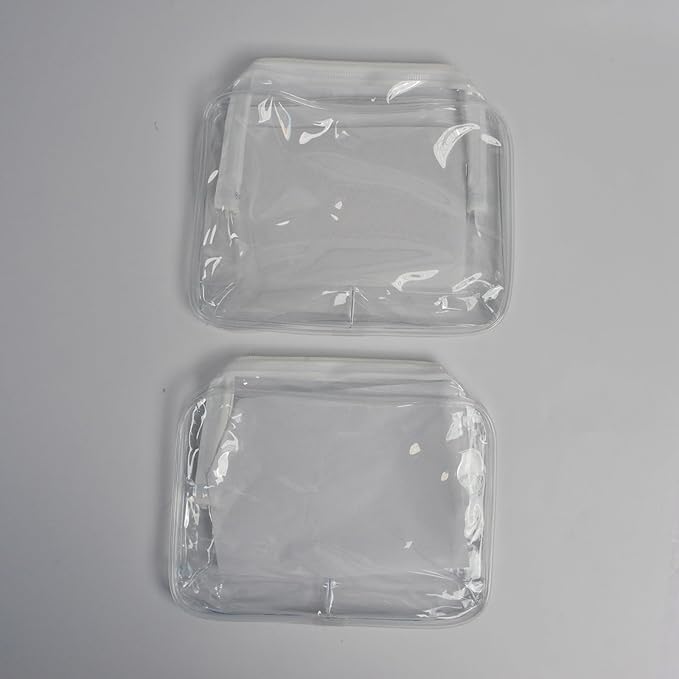 Lermende 2pcs Clear Toiletry Bag TSA Approved Travel Bag,Carry On for Travel,Airport Airline Accessories Compliant Bag,Quart Sized Makeup Cosmetic bag Women Men (Transparent, 2 Pack)