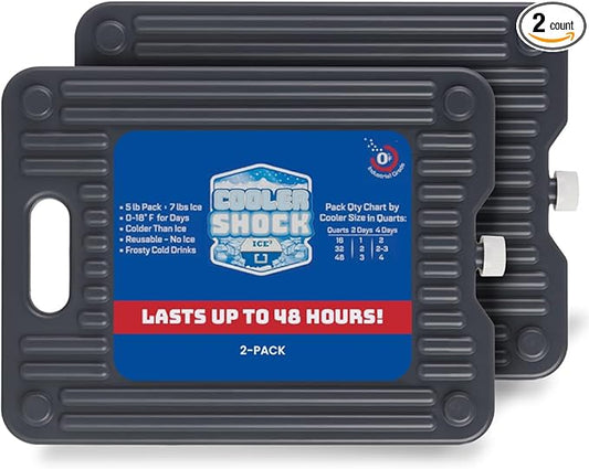 Cooler Shock Ice Packs - Reusable, Premium, Large Pack and Lunch Set for Long Term Use - Cools Faster Than Ice - Cooler Accessories