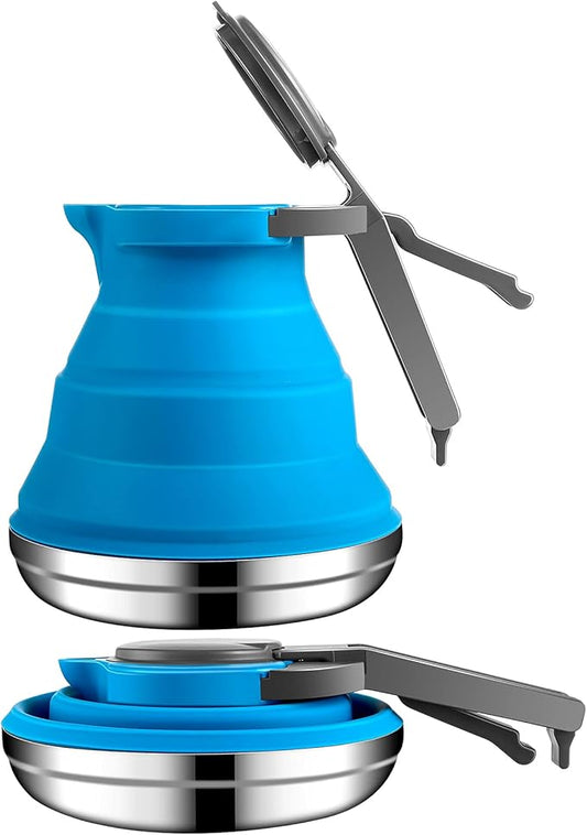 Geiserailie 1.5l Portable Collapsible Kettle Camping Pot Collapsible Tea Kettle for Hiking Travel and Outdoors
