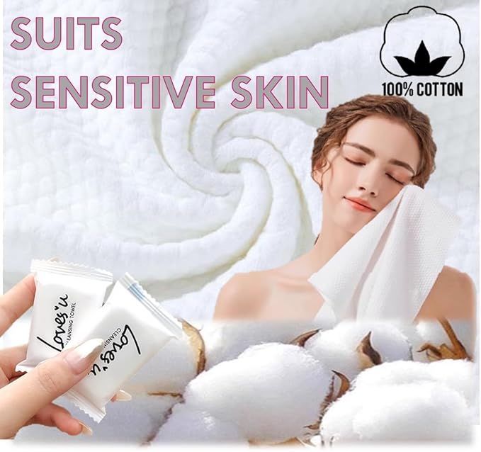 Premium Disposable Washcloths for travel, 40pcs Portable Disposable Pure Cotton Compressed Towels for Face Hand Washing, Thick Large, Reusable Compact, for traveling Camping, Hiking, Backpacking