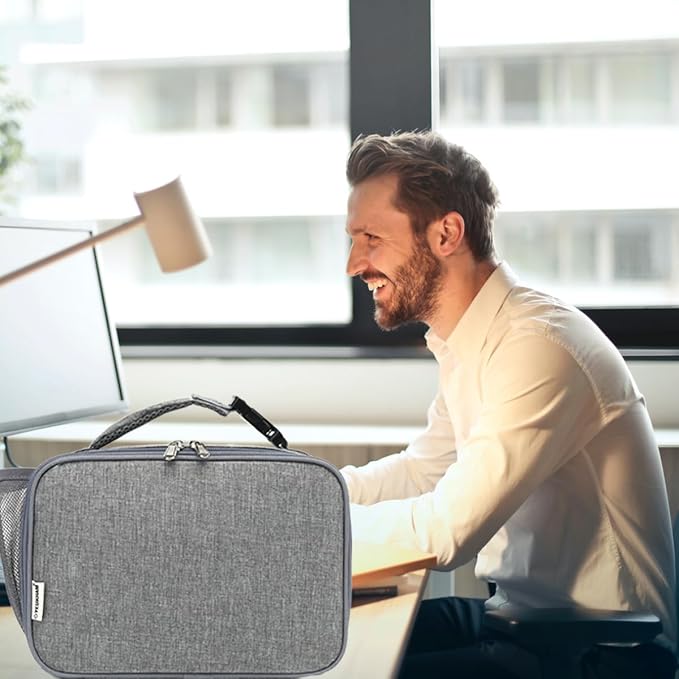 Insulated Lunch Box for School, Thermal Reusable Durable Freezable Lunch Bags for Kids Boys Girls Men Women - Small Soft Cooler Portable Lunch Tote Kit for Work Picnic Travel,Grey