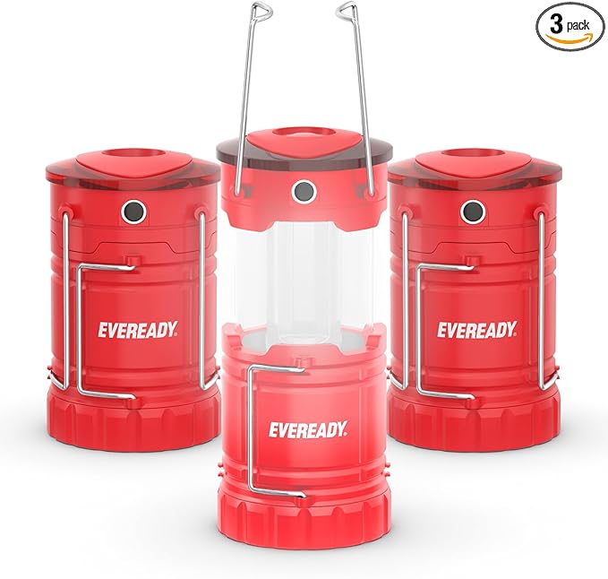 Eveready ALCL31 Collapsible LED Lanterns, 350 Lumens, 3 Pack, Collapsible Lantern with 4 LED Light Modes