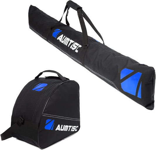 AUMTISC Ski Bag and Boot Bag Combo, Padded Ski Bags for Air Travel Flying, Adjustable Length for Skis Up to 200 cm and Boots Up to Size 13