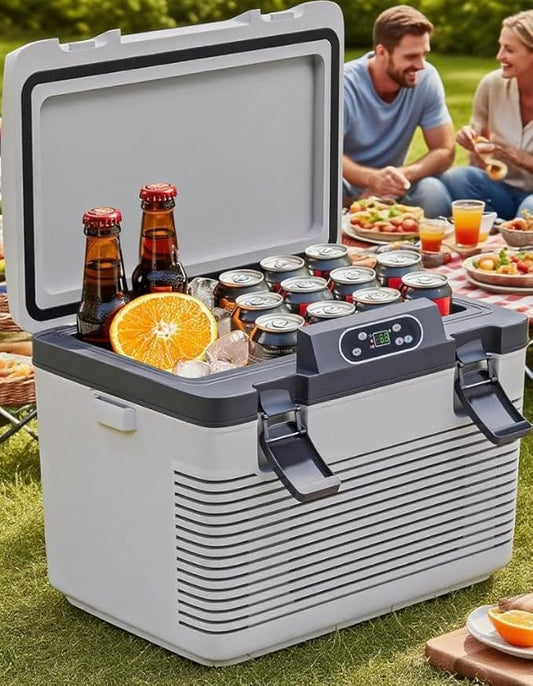 12V Car Refrigerator Portable Electric Cooler/Warmer with 12 Volt DC &110V AC, Thermoelectric Fridge Plug in Cooler for Car, Vehicle, Travel, Camping, Outdoor (20L)