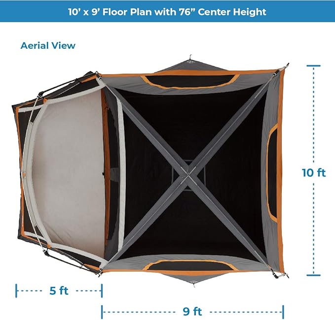 CORE Tent for Family Camping | 4 Person & 6 Person Portable Camp Tent with Carry Bag for Outdoor Car Camping | Included Gear Loft Organizer for Camp Accessories