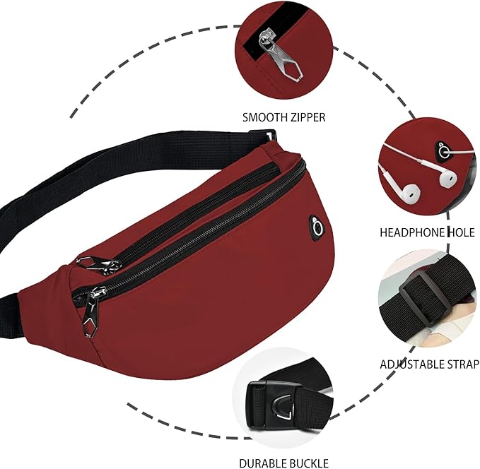 Fanny Pack for Men Women, Waterproof Sports Waist Bag Pack, Belt Bag for Travel Hiking Running