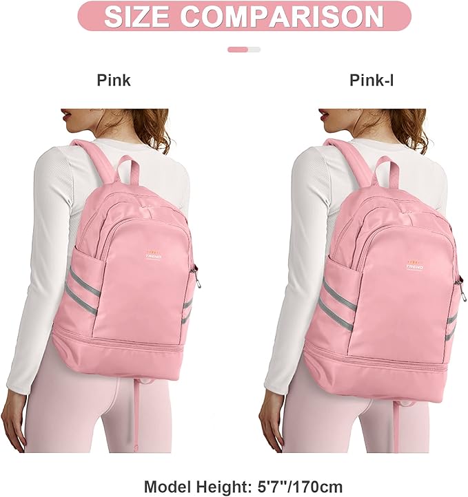 Coofay Gym Backpack for Women - Waterproof, Lightweight, Pink Sports Gym Bag with Shoe Compartment