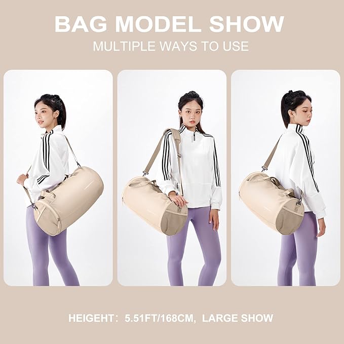 Gym Bag for Women Mens with Wet & Shoe Compartment,Small Duffle Bag for Travel Sport Gym Tote Bags Workout Bag Overnight Weekender Bag Carry on Travel Bag White