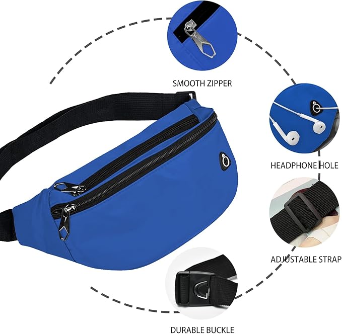 Fanny Pack for Men Women, Waterproof Sports Waist Bag Pack, Belt Bag for Travel Hiking Running