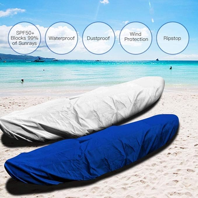 7.8-18ft Waterproof Kayak Canoe Cover-Storage Dust Cover UV Protection Sunblock Shield for Fishing Boat/Kayak/Canoe 7 Sizes [Choose Color] (Black(Upgraded), Suitable for 13.8-15ft Kayak)