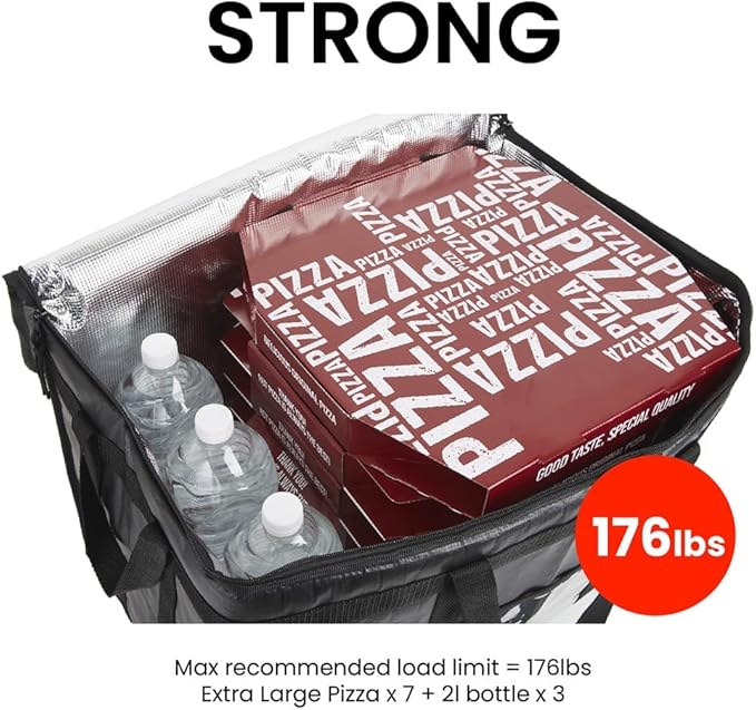NZ home Durable PRO Insulated Cooler Bag and Food Warmer (3XL, 4 pack) for Delivery & Grocery Shopping with Zippered Top, Black Commercial Grade