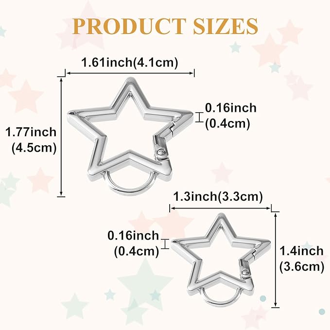 Star Carabiner, Zinc Alloy Heavy Duty Star Shaped Keychain Clip, Carabiner Clip for Camping, Hiking, Fishing