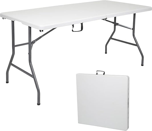 Stansport Folding Camp Table, White, 59.8" L x 29.1" W x 29.1" H