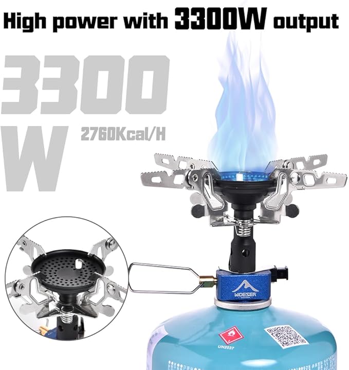 Widesea Backpacking Stove 3300W Camping Stove Portable Gas Burner with Iginitor Mini Ultralight Hiking Gear Outdoor Equipment