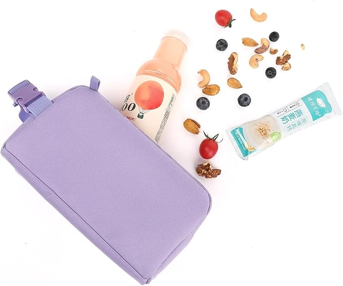 Snack Bags Mini Cooler lunch Bag Freezer Insulated Lunch Box Pouch with Buckle for Adults Work Travel,Purple