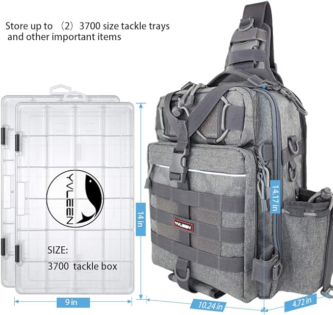 YVLEEN Fishing Tackle Backpack Storage Bag，Water-Resistant Fishing Backpack with Rod Holder，Fishing Gear Bag Gift for Men