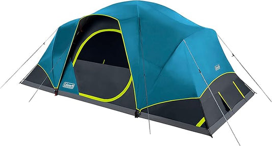 Coleman 4/6/8/10 Person Skydome Dark Room Tent with Rainfly, 5 Minute Setup, Blocks 90% of Sunlight, 20% More Headroom Than Traditional Tents