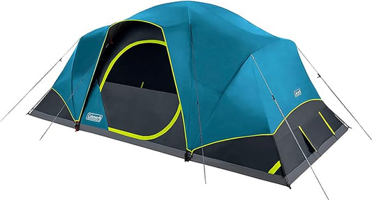 Coleman 4/6/8/10 Person Skydome Dark Room Tent with Rainfly, 5 Minute Setup, Blocks 90% of Sunlight, 20% More Headroom Than Traditional Tents