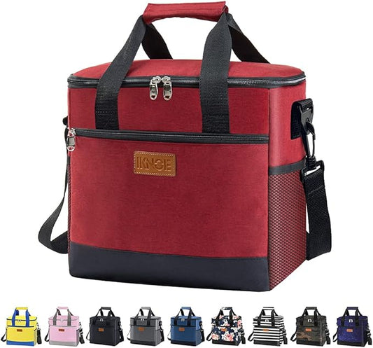 iknoe Large Cooler Bag Collapsible, 15L Insulated Bags, Leakproof Lunch Cooler Tote with Multi-Pockets for Adult, Insulated Lunch Box for Beach, Picnic,Work, Red 24-Can